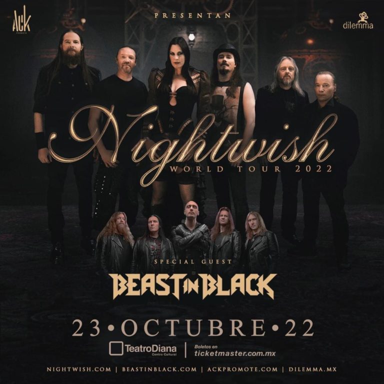 NIGHTWISH en Guadalajara World Tour 2022 con BEAST IN BLACK