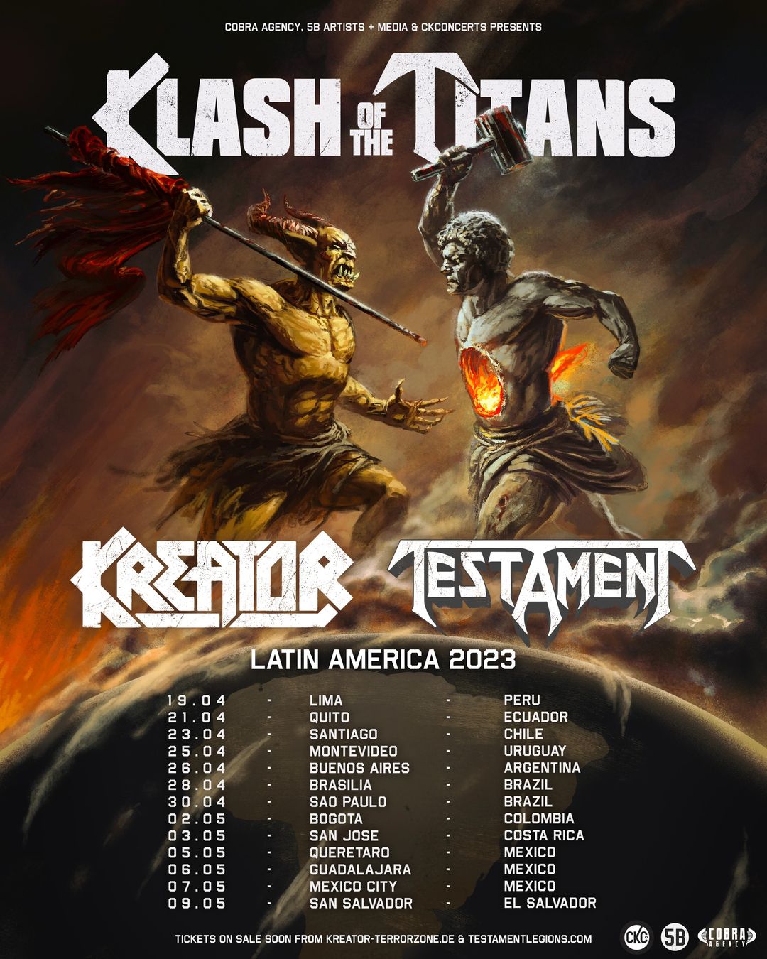 KREATOR, TESTAMENT en México y Latinoamérica Klash of Titans Tour