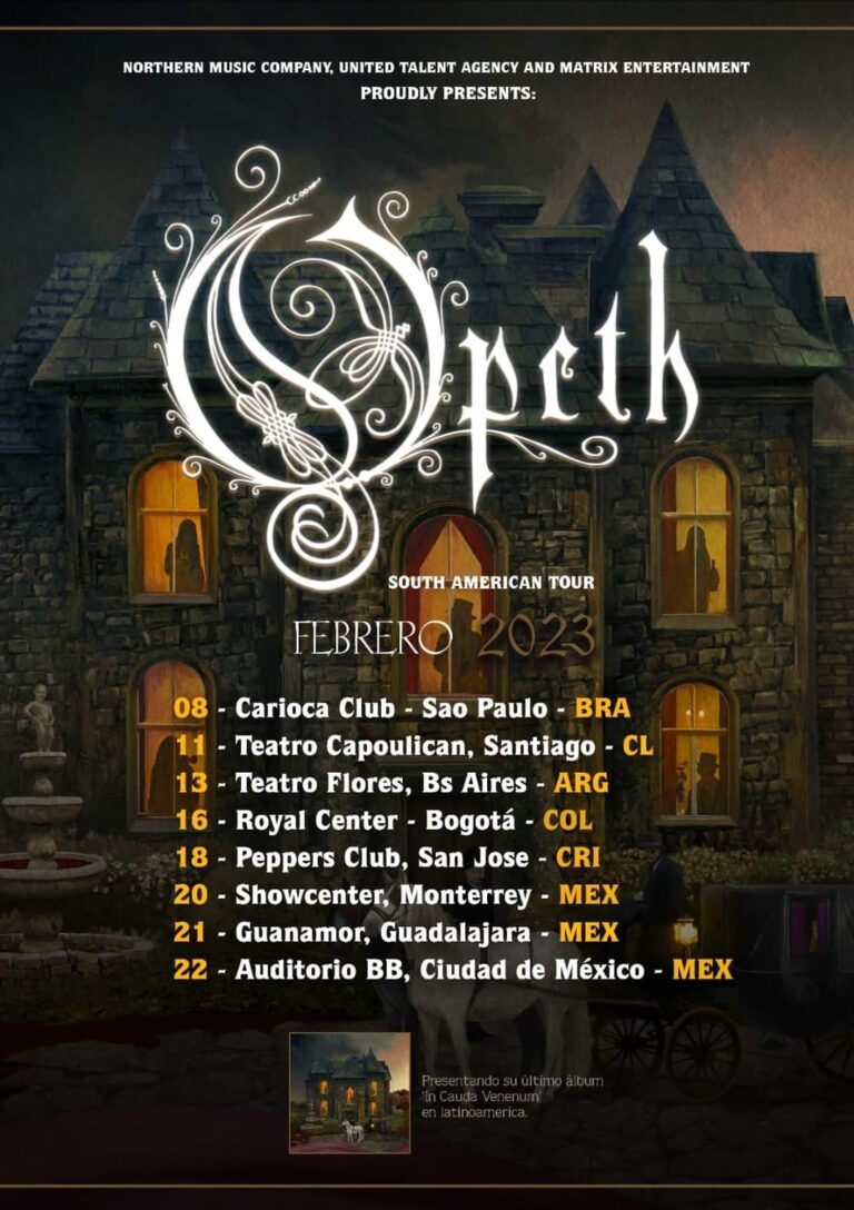 OPETH gira por México y Sudamérica 2023, fechas, lugares y boletos