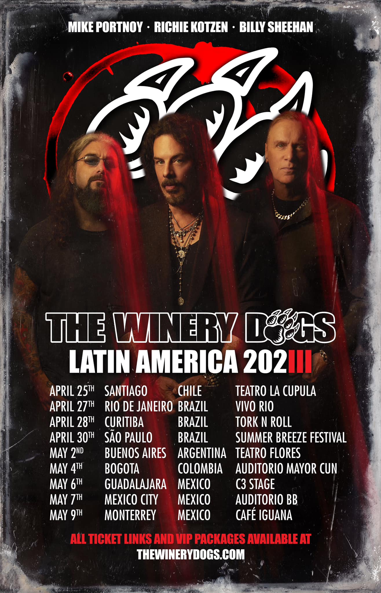 THE WINERY DOGS México y Latinoamérica Tour 2023, Fechas, Ciudades y