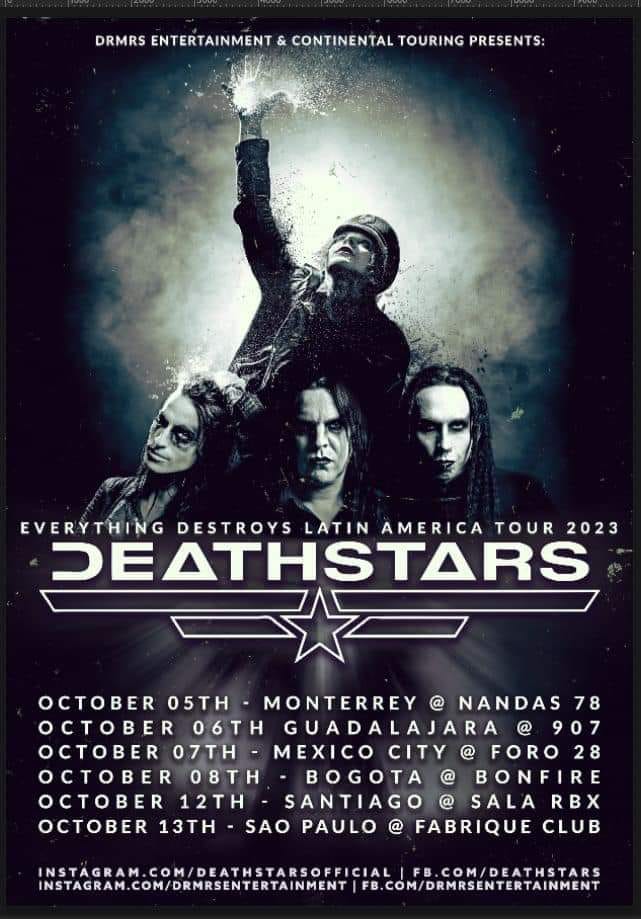 DEATHSTARS Destroys Latin America 2023 Tour, Ciudades, Fechas y Boletos