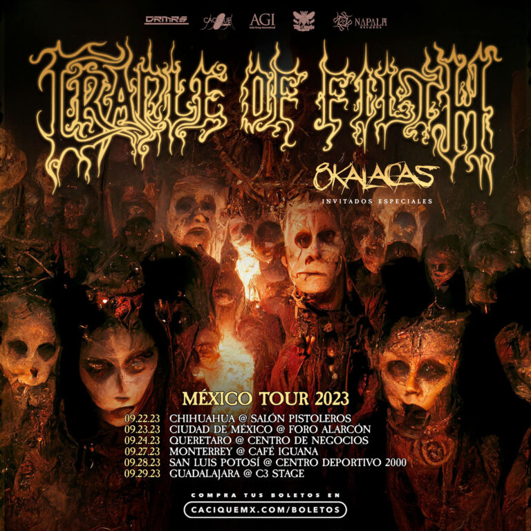 CRADLE OF FILTH en México, Tour 2023, Ciudades, Fechas y Boletos