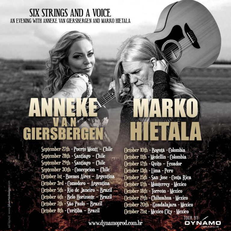 ANNEKE VAN GIERSBERGEN y MARKO HIETALA: Six Strings And a Voice Tour México y Latinoamerica 2023