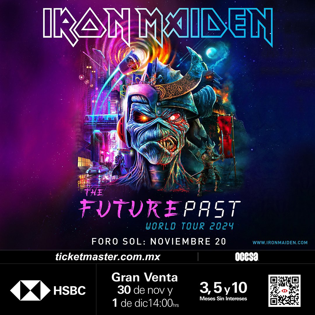 IRON MAIDEN Future Past World Tour 2024 en México, Precios y Venta de