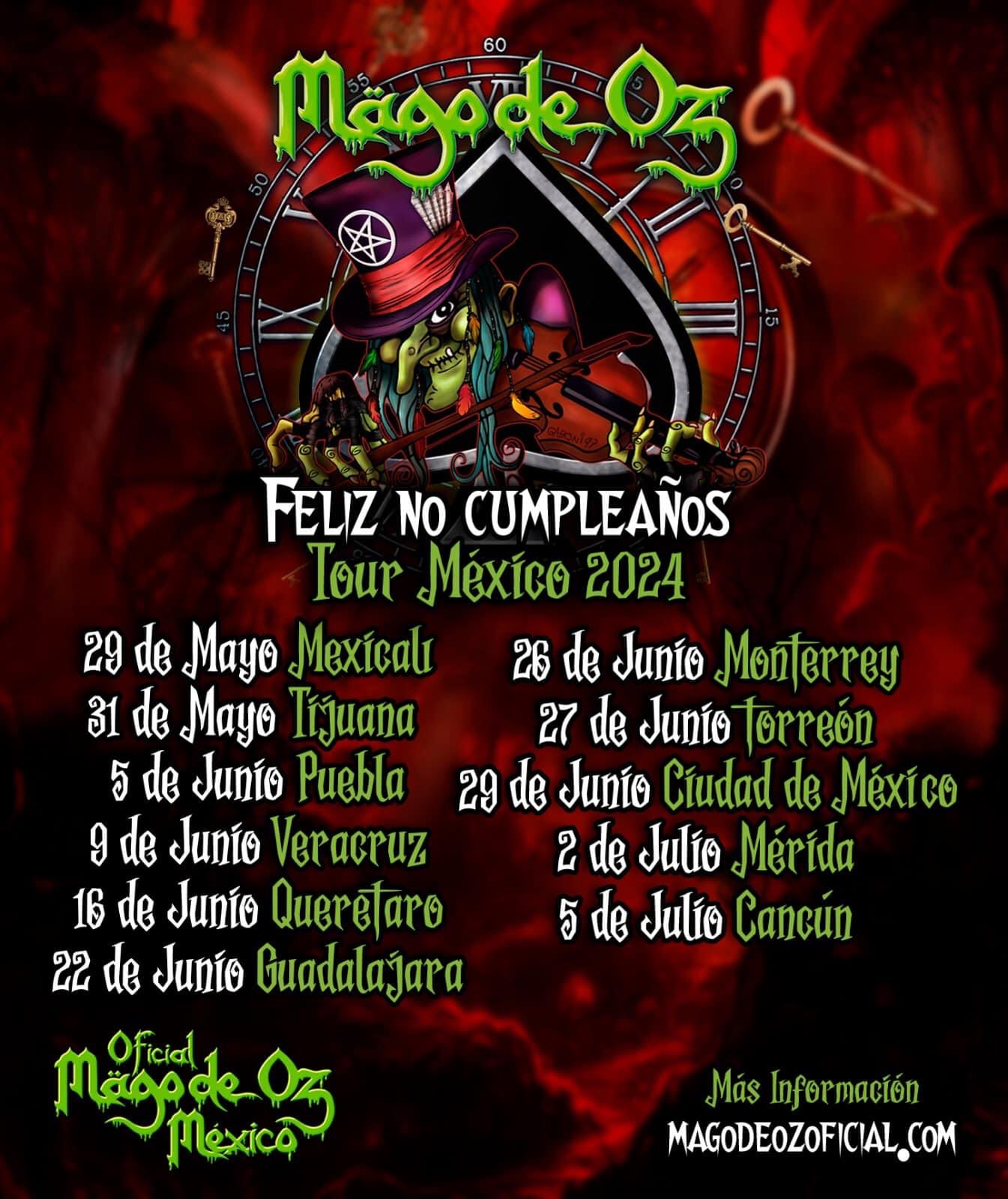 MÄGO DE OZ Feliz No Cumpleaños Tour Mexico 2024 Ciudades, Fechas