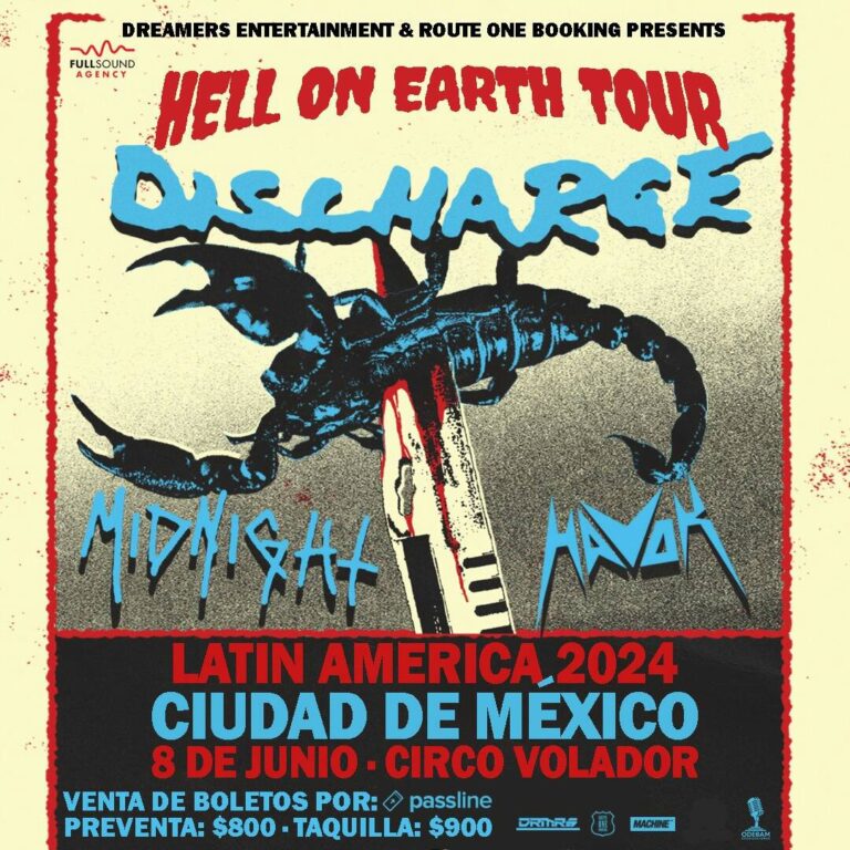 Hell On Earth Tour: Discharge, Midnight y Havok en México 2024