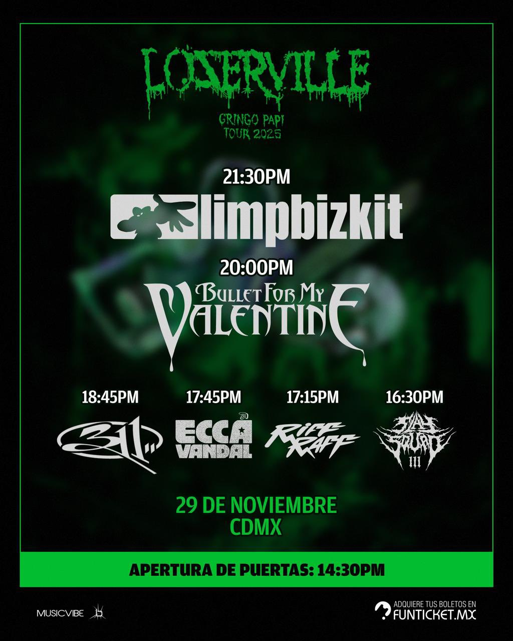 Horarios Loserville Limp Bizkit en México 2026