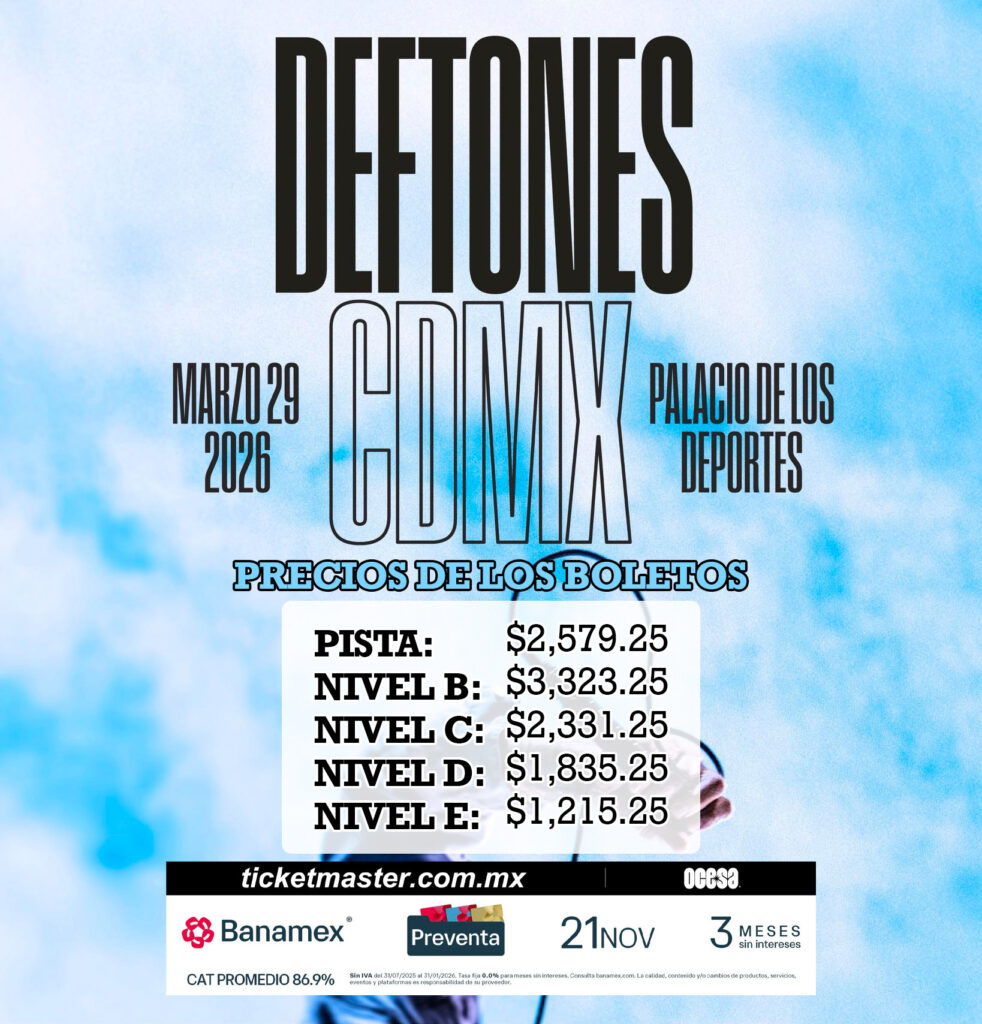 Precios de los boletos para Deftones en el Palacio de los Deportes en CDMX 2026