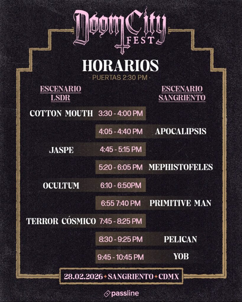 Horarios para el Doom City Fest 2026