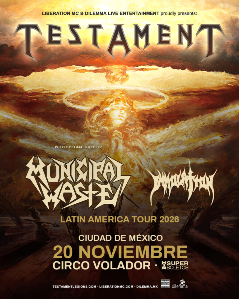 Testament con Municipal Waste e Immolation en México 2026